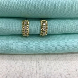 ARGOLA LUXOR ZIRCÔNIA BANHADO A OURO