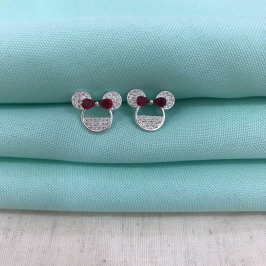 BRINCO MINNIE LAÇO ZIRCÔNIA BANHADO A PRATA