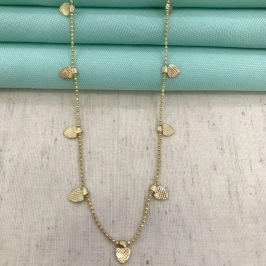 CHOKER CORAÇÃO MEDALHAS BANHADO A OURO