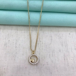 COLAR AMOR QUE PULSA ZIRCÔNIA BANHADO A OURO