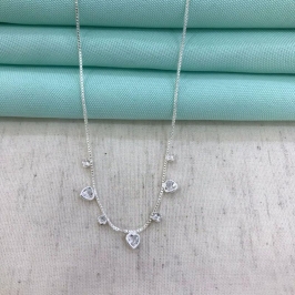 COLAR CORAÇÃO PONTO DE LUZ ZIRCÔNIA BANHADO A PRATA