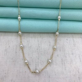 COLAR DE PÉROLA BANHADO A OURO