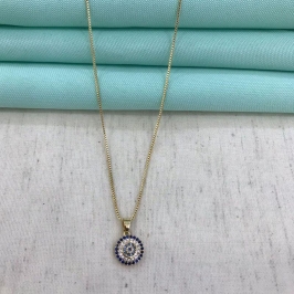 COLAR MANDALA ZIRCÔNIA BANHADO A OURO