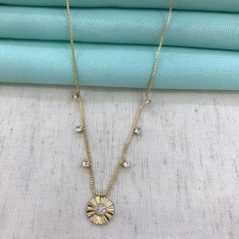 COLAR MARGARIDA ZIRCÔNIA BANHADO A OURO