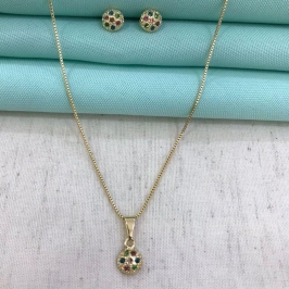 CONJUNTO GLOW POINT COLOR BANHADO A OURO