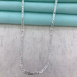 CORRENTE FÍGARO FECHO GAVETA MASC BANHADO A PRATA