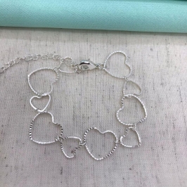 PULSEIRA CORAÇÃO ELOS DIAMANTADOS BANHADO A PRATA
