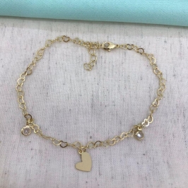 PULSEIRA CORAÇÃO VAZADO PONTO DE LUZ BANHADO A OURO