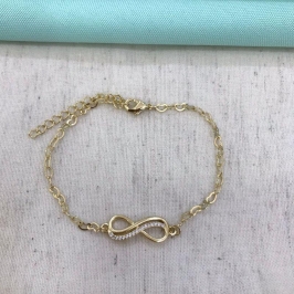 PULSEIRA INFINITO ZIRCÔNIA BANHADO A OURO