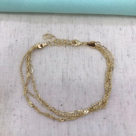 PULSEIRA TRIPLA CORRENTARIA BANHADO A OURO