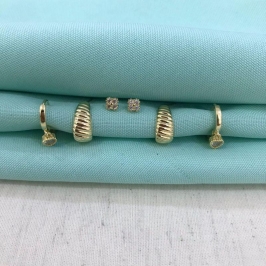 TRIO MIX ZIRCÔNIA BANHADO A OURO