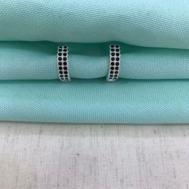 ARGOLA ZIRCÔNIA PRETA TAM M BANHADO A PRATA