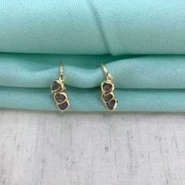 ARGOLINHA TRIO CORAÇÃO LILÁS BANHADO A OURO