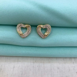 BRINCO AMORA ZIRCÔNIA BANHADO A OURO