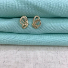 BRINCO BORBOLETA ZIRCÔNIA BANHADO A OURO