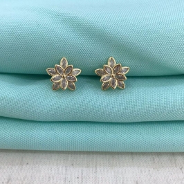 BRINCO FLOR DE LUZ ZIRCÔNIA BANHADO A OURO