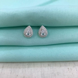 BRINCO GOTA GLAM ZIRCÔNIA BANHADO A PRATA