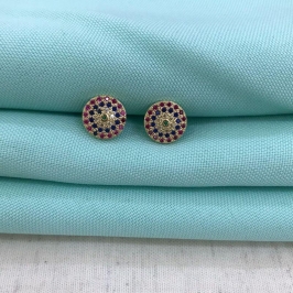 BRINCO ÍRIS ZIRCÔNIA COLOR BANHADO A OURO