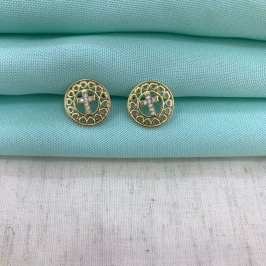 BRINCO REDONDO FÉ BANHADO A OURO