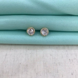 BRINCO REDONDO JEWELRY ZIRCÔNIA BANHADO A OURO