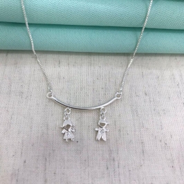 COLAR CANGA 2 FILHOS BANHADO A PRATA