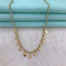COLAR ESFERINHAS E GOTAS BANHADO A OURO