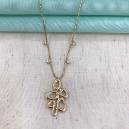 COLAR GEOMÉTRICO DESIGN ORGÂNICO BANHADO A OURO