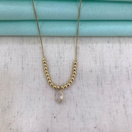 COLAR GOTA ZIRCÔNIA ESFERAS BANHADO A OURO