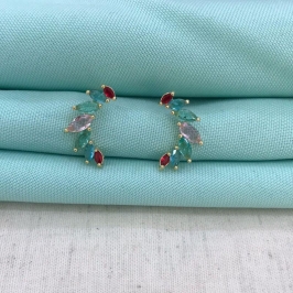 EARCUFF ZIRCÔNIA COLOR BANHADO A OURO