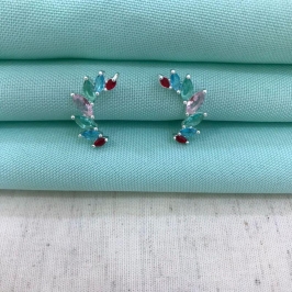 EARCUFF ZIRCÔNIA COLOR BANHADO A PRATA