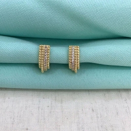 EARHOOK ZIRCÔNIA BANHADO A OURO