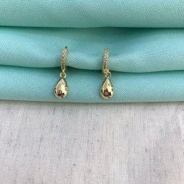 ARGOLA GOTA ZIRCÔNIA BANHADO A OURO