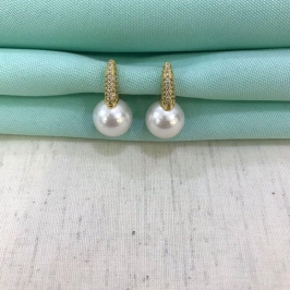 ARGOLA PÉROLA ZIRCÔNIA BANHADO A OURO