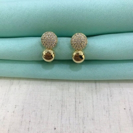 BRINCO DUPLO ZIRCÔNIA BANHADO A OURO