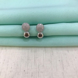 BRINCO DUPLO ZIRCÔNIA BANHADO A PRATA