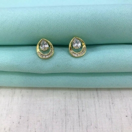 BRINCO GOTA ALLURE ZIRCÔNIA BANHADO A OURO