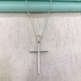 COLAR CRUZ PALITO BANHADO A PRATA