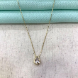 COLAR GOTA ZIRCÔNIA GLAMOUR BANHADO A OURO