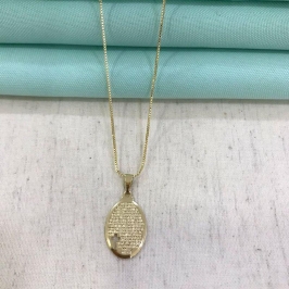 COLAR PAI NOSSO CRUZ BANHADO A OURO