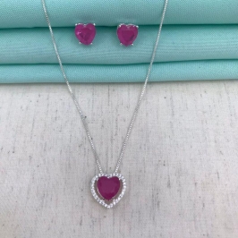 CONJUNTO FUSION PINK BANHADO A PRATA