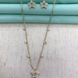 CHOKER ESTRELA ZIRCÔNIA BANHADO A OURO