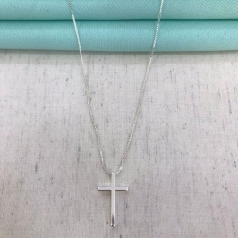 CORRENTE CRUZ MASC. BANHADO A PRATA