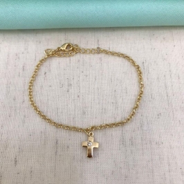 PULSEIRA CRUZ LUZ BANHADO A OURO