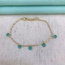 PULSEIRA TIFFANY VERDE GRUMET BANHADO A OURO