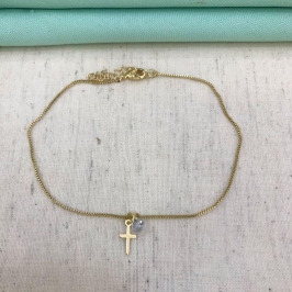 TORNOZELEIRA FÉ BANHADO A OURO