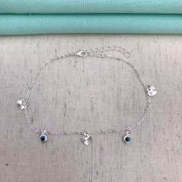 TORNOZELEIRA OLHO GREGO BANHADO A PRATA