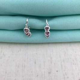 ARGOLINHA TRIO CORAÇÃO LILÁS BANHADO A PRATA