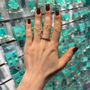 ANEL ENTRELAÇADO ZIRCÔNIA BANHADO A OURO