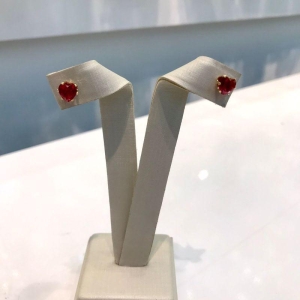 BRINCO CORAÇÃO EM ZIRCÔNIA PINK TAM M BANHADO A OURO