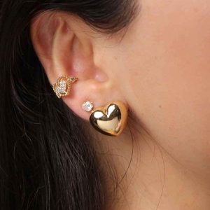 BRINCO CORAÇÃO PUFFER BANHADO A OURO